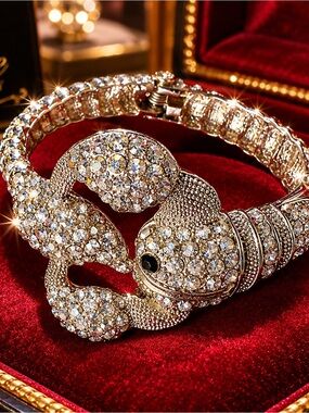 Vintage Park Avenue Scorpion King Black Swarovski Crystals Large Bracelet